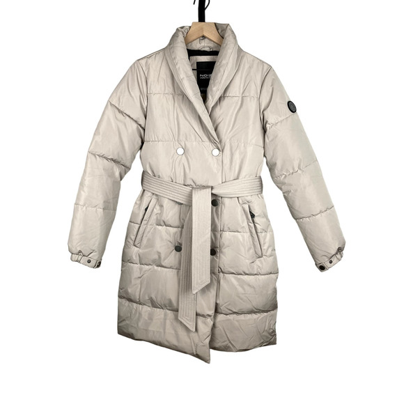 NWT Noize Harriet Mid-Length Belted Puffer Parka in Dark Oat Size XS - Picture 7 of 11